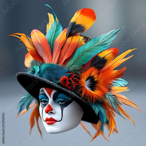 Feathered Hat Clown Portrait