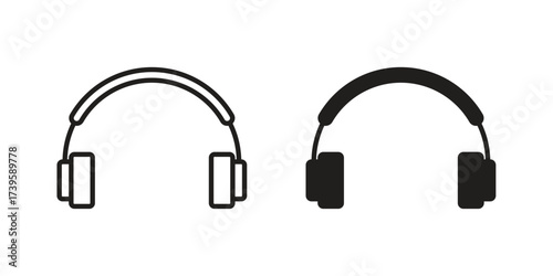 Headphone icon flat black and white logo