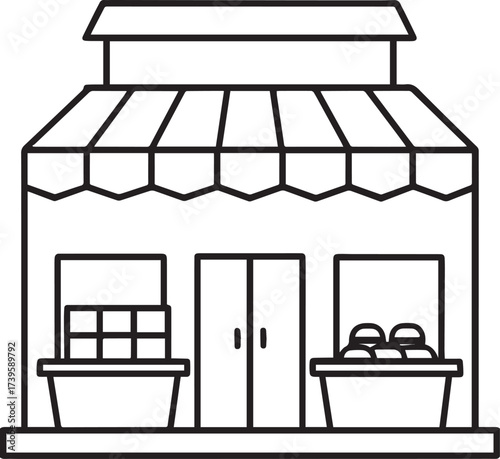 supermarket outline vector illustration line art