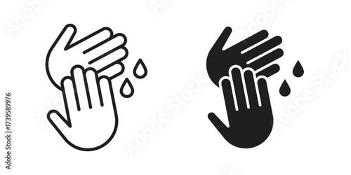 Handwashing icon flat black and white logo