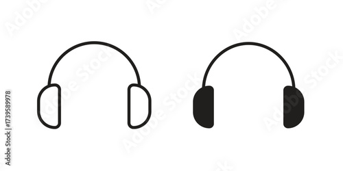 Headphones icon flat black and white logo