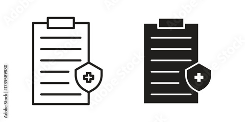 Health insurance icon flat black and white logo