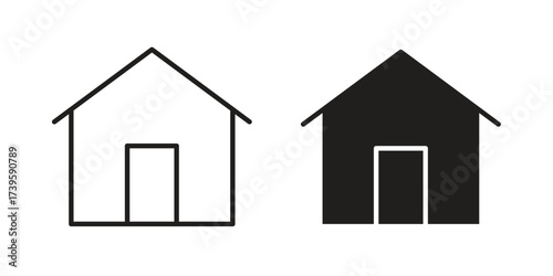 Home icon flat black and white logo