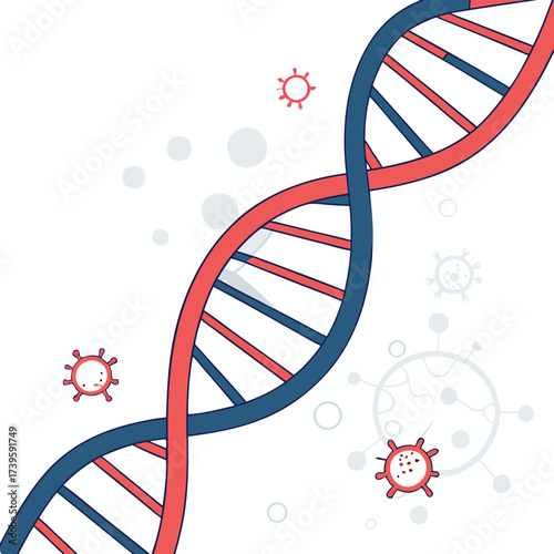Abstract dna double helix structure with scientific elements