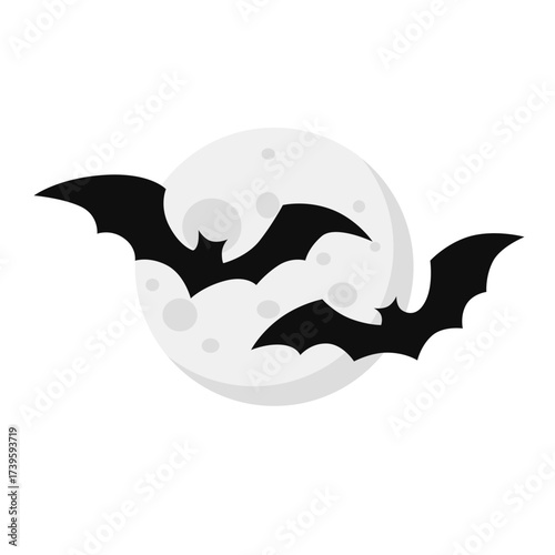 Flying  bats with a moon background