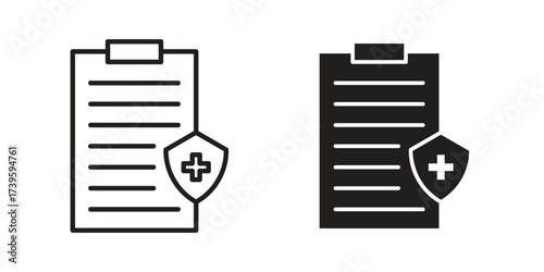 Medical insurance icon flat black and white logo
