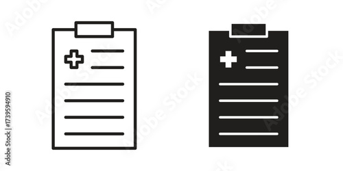 Medical report icon flat black and white logo