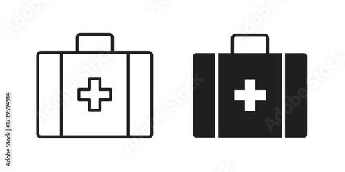 Medical kit icon flat black and white logo