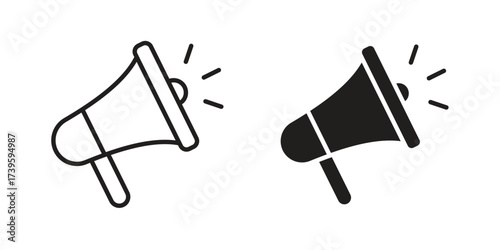 Megaphone icon flat black and white logo