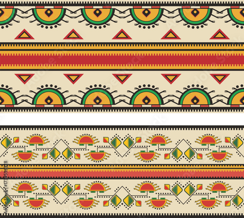 Slavic ornamental seamless frieze vector series. Authentic Eastern European traditional decorative patterns of folk costumes, damasks, carpets. Balkan folklore embroidery motifs.