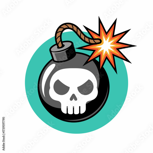 This striking illustration of a bomb icon captures a sense of tension and danger, symbolizing conflict and urgency within modern graphical storytelling in media and art.