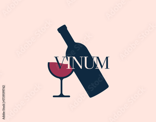 This elegant logo features a wine bottle and glass, ideal for vineyards or bars, showcasing sophistication and a premium experience in wine branding.