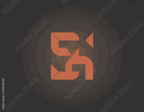 This striking logo features interlocking shapes in orange, representing creativity and modernity, ideal for tech or consulting brands looking to stand out and make a statement.