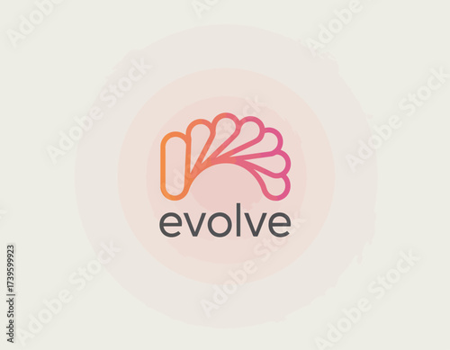 A visually striking logo that represents evolution with a colorful wave motif. This artistic design conveys progress and growth, ideal for innovative brands and companies.