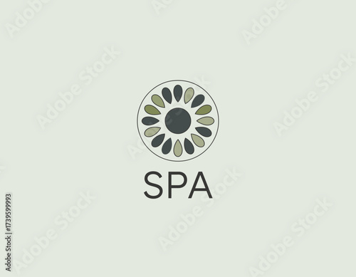 An elegant logo design featuring floral and circular elements symbolizing relaxation and serenity, ideal for spa or wellness brands looking for tranquility.