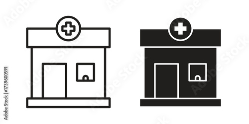 Pharmacy icon flat black and white logo