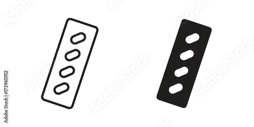 Pill blister flat black and white logo icon flat black and white logo