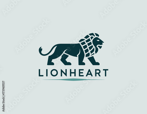 A dynamic logo design featuring a lion symbol that embodies courage and strength, representing leadership and powerful branding in a modern artistic interpretation.