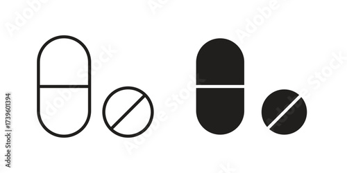 Pills icon flat black and white logo