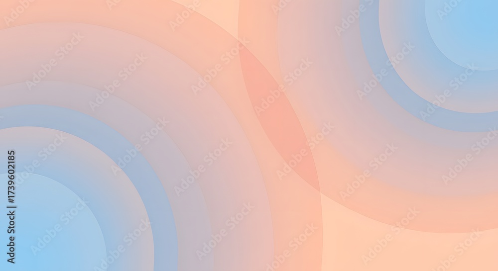 A soft, abstract gradient background featuring overlapping circular patterns in pastel blue and orange hues.