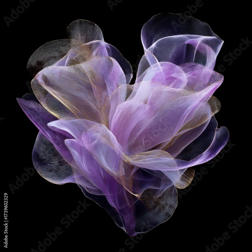 Symbol Elegant Orchid Organza Letters Overlays Collection for Luxury Branding and Wedding Stationery with Delicate Floral Patterns and Soft Pastel Colors