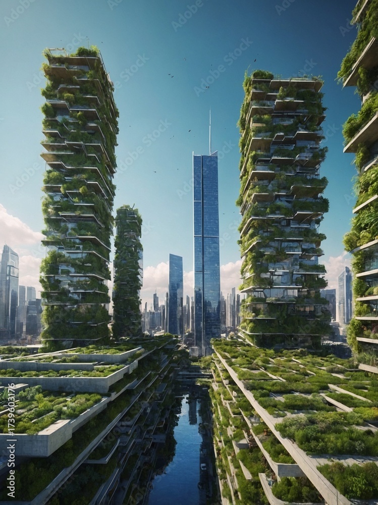 Obraz premium Eco-Friendly City Skyline