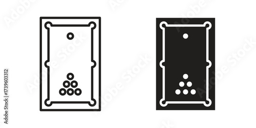 Pool table icon flat black and white logo