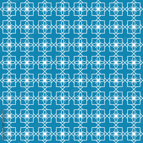 Seamless Islamic Geometric Pattern in Teal and White