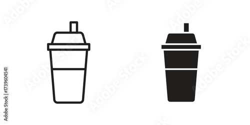 Protein shake icon flat black and white logo