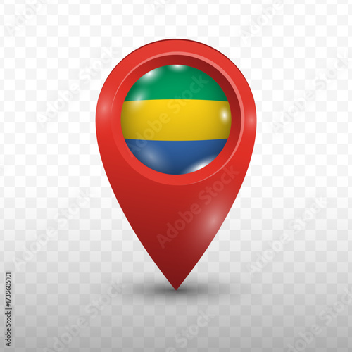 Free Download Location Flag of Gabon with red color and transparent background, Vector Illustration. - GFXLoad