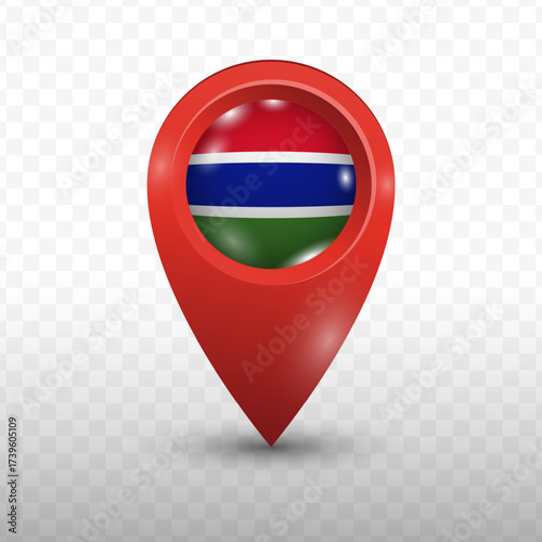 Free Download Location Flag of Gambia with red color and transparent background, Vector Illustration. - GFXLoad