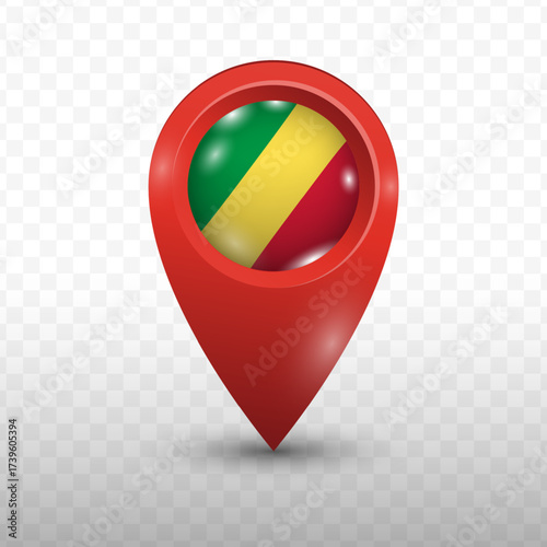 Free Download Location Flag of Republic of the Congo with red color and transparent background, Vector Illustration. - GFXLoad
