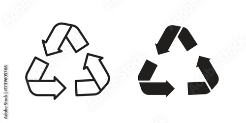 Recycle icon flat black and white logo