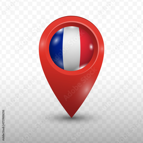 Free Download Location Flag of French with red color and transparent background, Vector Illustration. - GFXLoad