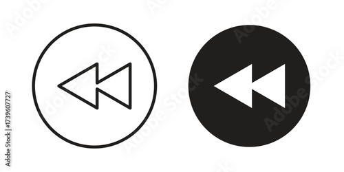 Rewind button icon flat black and white logo