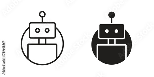 Robot icon flat black and white logo