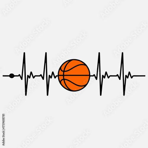 basketball heartbeat illustration