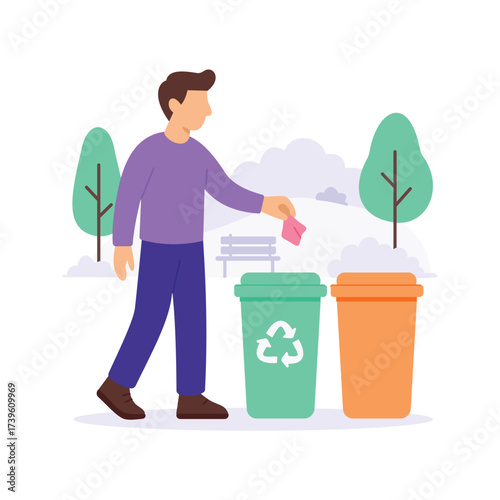Throwing Trash, Putting waste into a garbage bin