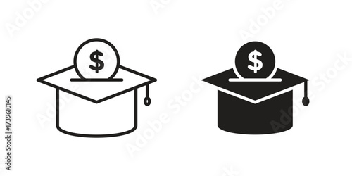Scholarship fund icon flat black and white logo
