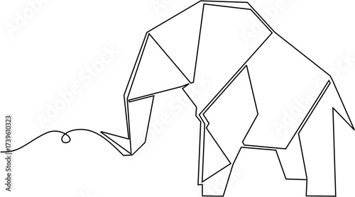 elephant origami lineart