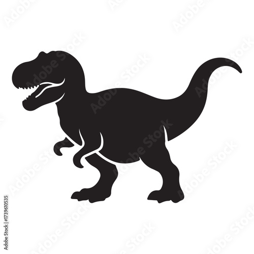 Tyrannosaurus rex dinosaur vector silhouette illustration of wild animal isolated on white background.