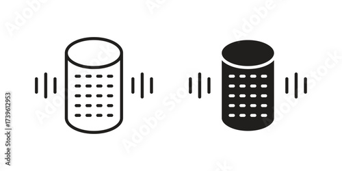 Smart speaker icon flat black and white logo