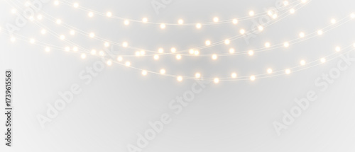 Konstfotografi Warm Christmas garland lights isolated