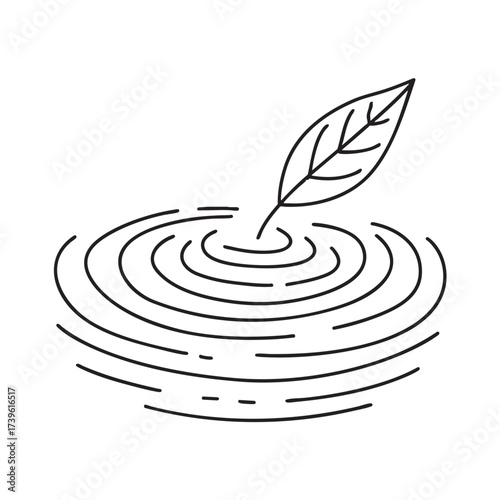 A whirlpool close to a floating leaf spinning rapidly
