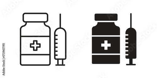 Vaccination icon flat black and white logo