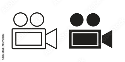 Video icon flat black and white logo