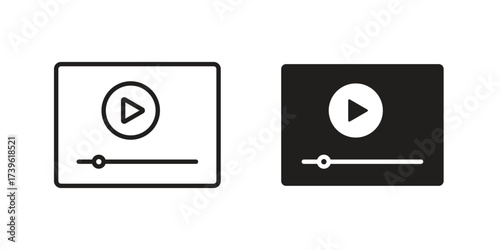 Video tutorial icon flat black and white logo