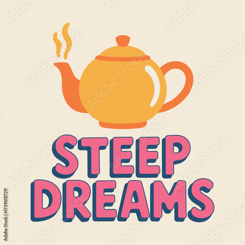 A Cozy Teapot with Steaming Delight to Inspire Relaxation and Sweet Dreams, Perfect for Tea Lovers and a Calm Night Ritual