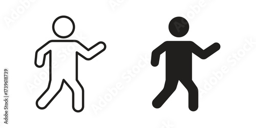 Walking icon flat black and white logo