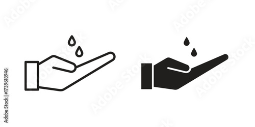 Wash hands icon flat black and white logo
